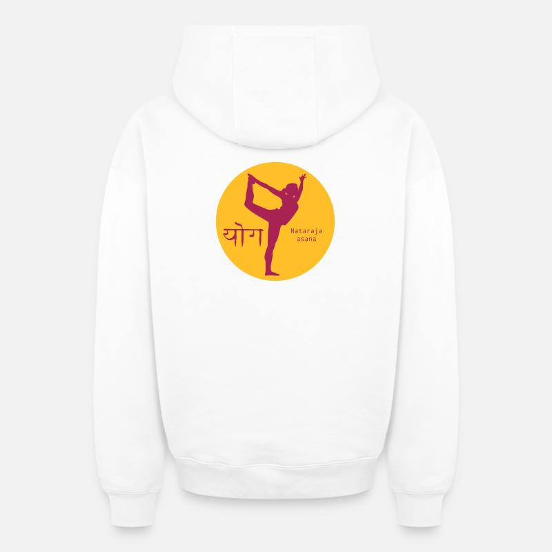 Silhouette de l’Asana de Nataraja - Sweat à capuche unisexe zippé oversize épais SPREAD - blanc