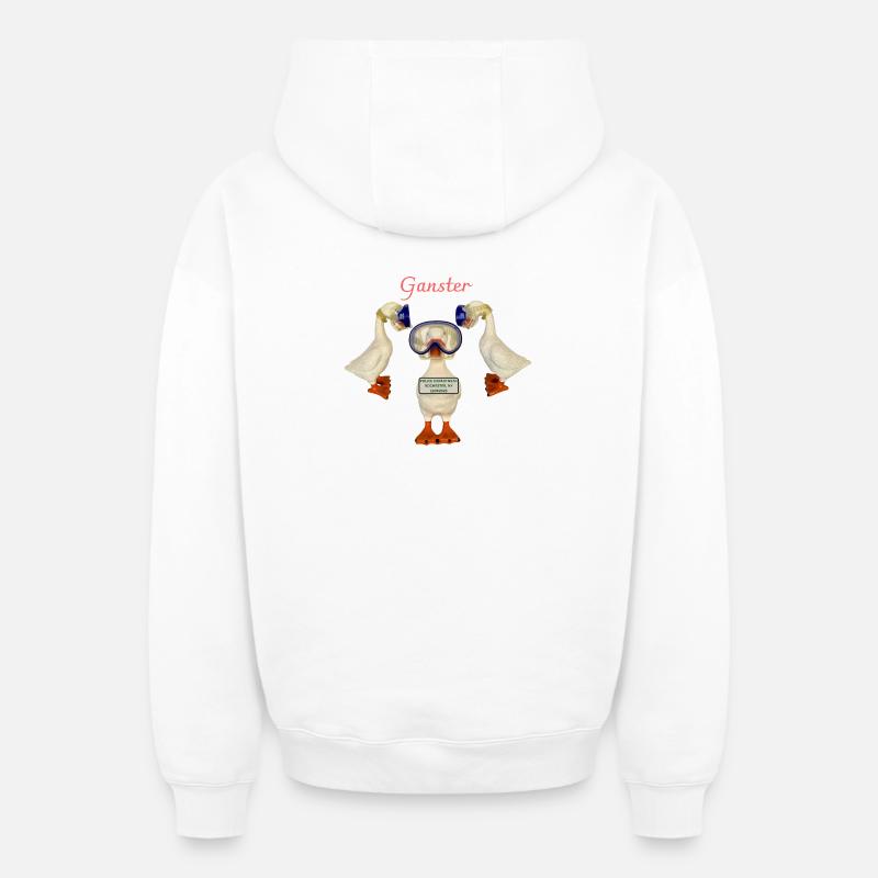 Ganster Goose arrêté - Sweat à capuche unisexe zippé oversize épais SPREAD - blanc