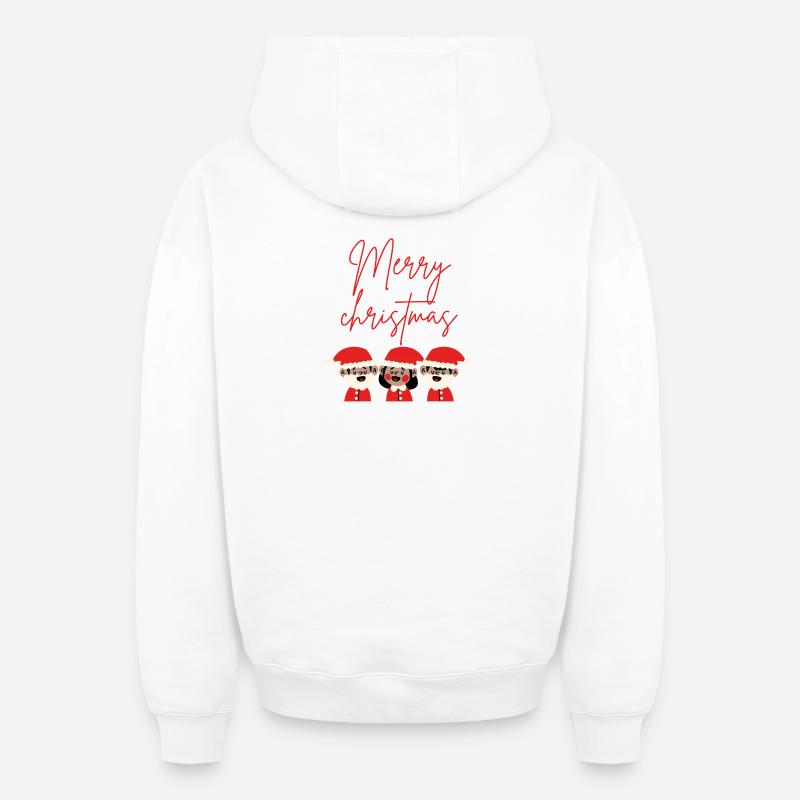 Merry christmas  - Sweat à capuche unisexe zippé oversize épais SPREAD - blanc