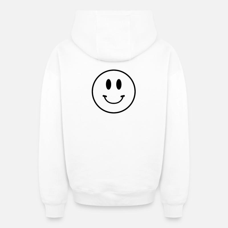 Visage souriant - Sweat à capuche unisexe zippé oversize épais SPREAD - blanc
