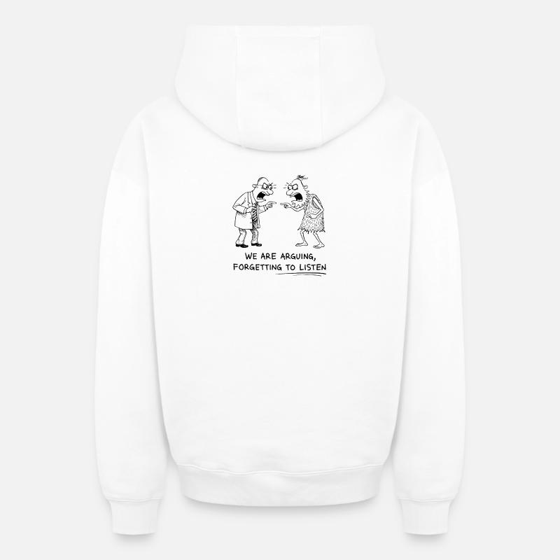 Débat et dialogue d’écoute - Sweat à capuche unisexe zippé oversize épais SPREAD - blanc