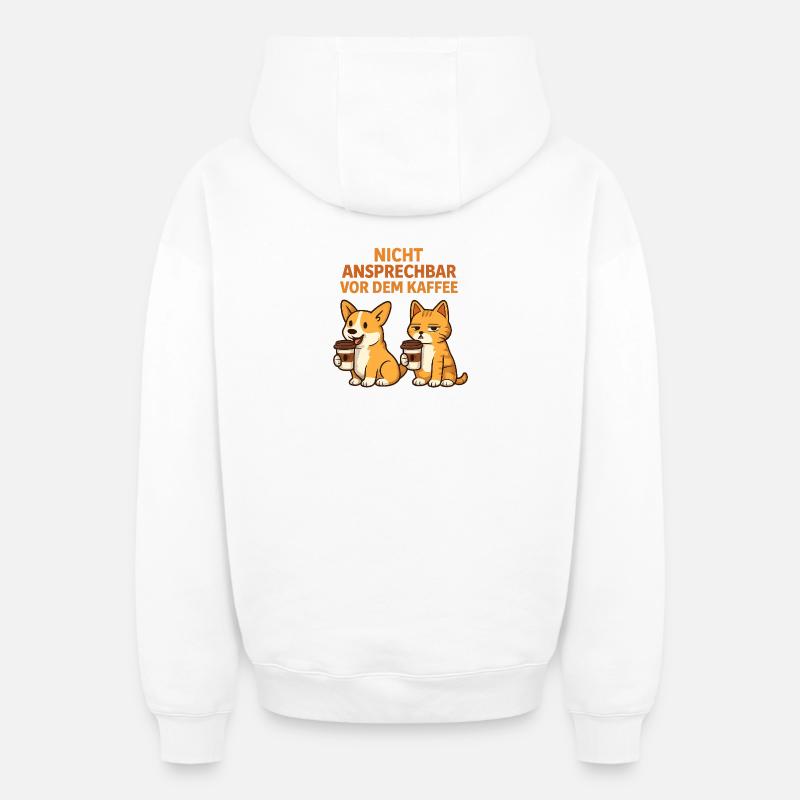 Chien et chat - Sweat à capuche unisexe zippé oversize épais SPREAD - blanc