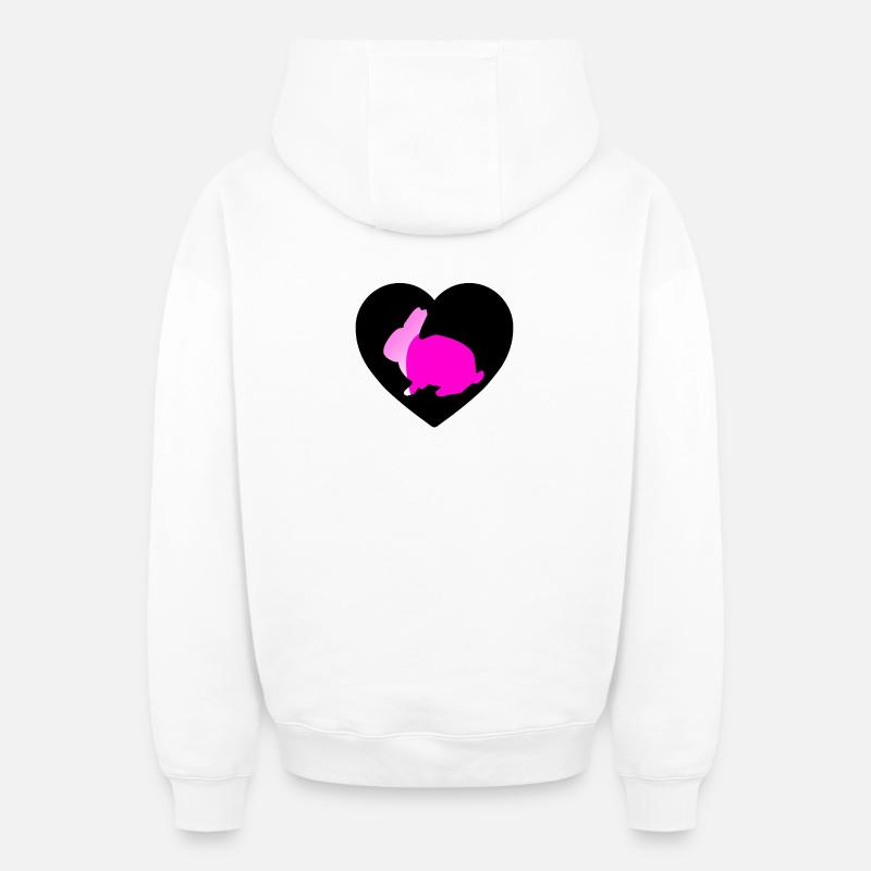 Lapin - Sweat à capuche unisexe zippé oversize épais SPREAD - blanc