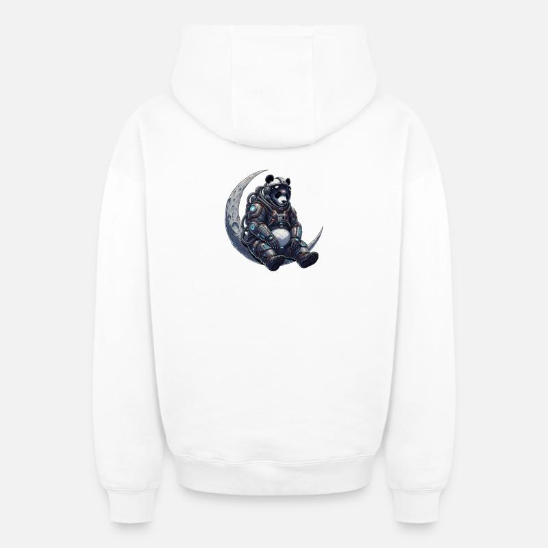 Panda Astronaut - Sweat à capuche unisexe zippé oversize épais SPREAD - blanc
