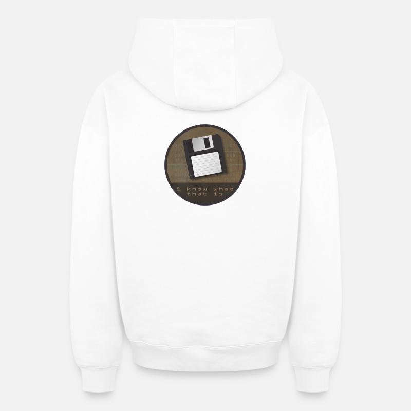 disquette - Sweat à capuche unisexe zippé oversize épais SPREAD - blanc