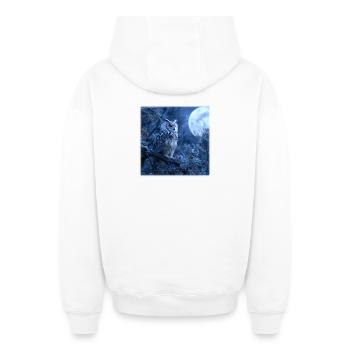 Schnee-Eule Vollmondnacht Magische Winternacht - Oversized Heavyweight Unisex Zip Hoodie - Weiß - Hinten - AI Model Male 178 light (178cm)