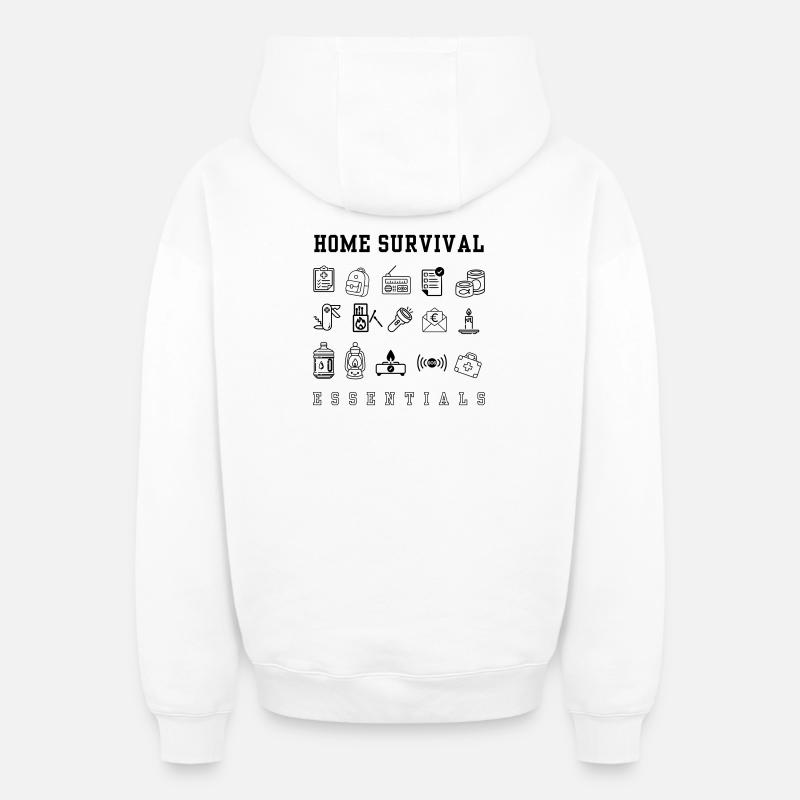 Plan d’urgence - apocalypse - Sweat à capuche unisexe zippé oversize épais SPREAD - blanc