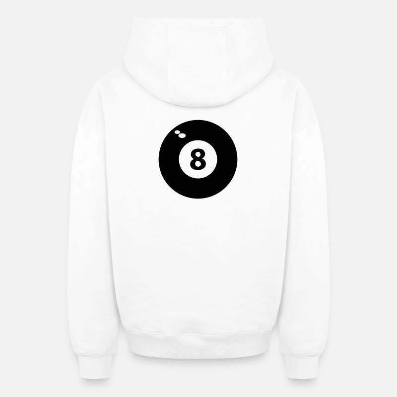8 billiards noirs - Sweat à capuche unisexe zippé oversize épais SPREAD - blanc