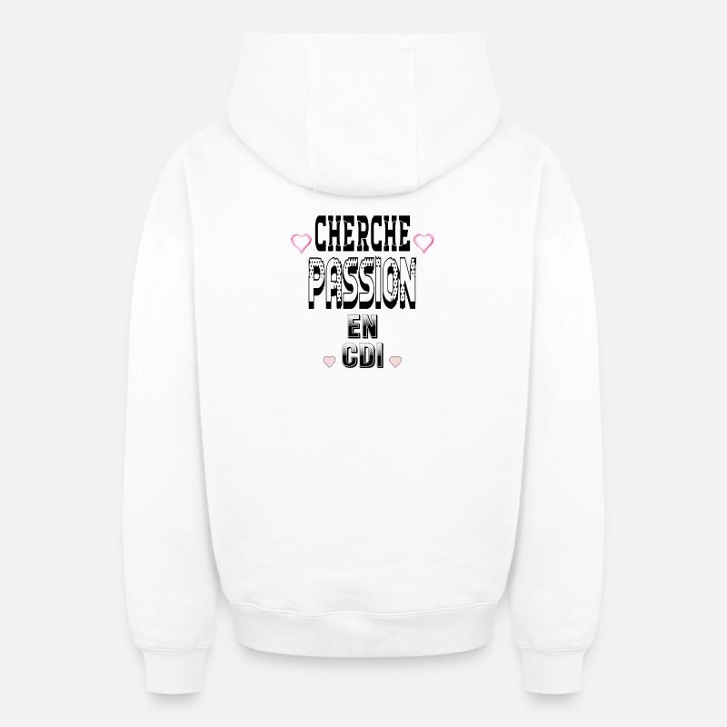 Cherche Passion en CDI - Sweat à capuche unisexe zippé oversize épais SPREAD - blanc