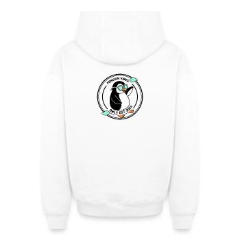 Schwarzer Pinguin in Mint-Brille 2026 - Oversized Heavyweight Unisex Zip Hoodie - Weiß - Hinten - AI Model Male 178 light (178cm)