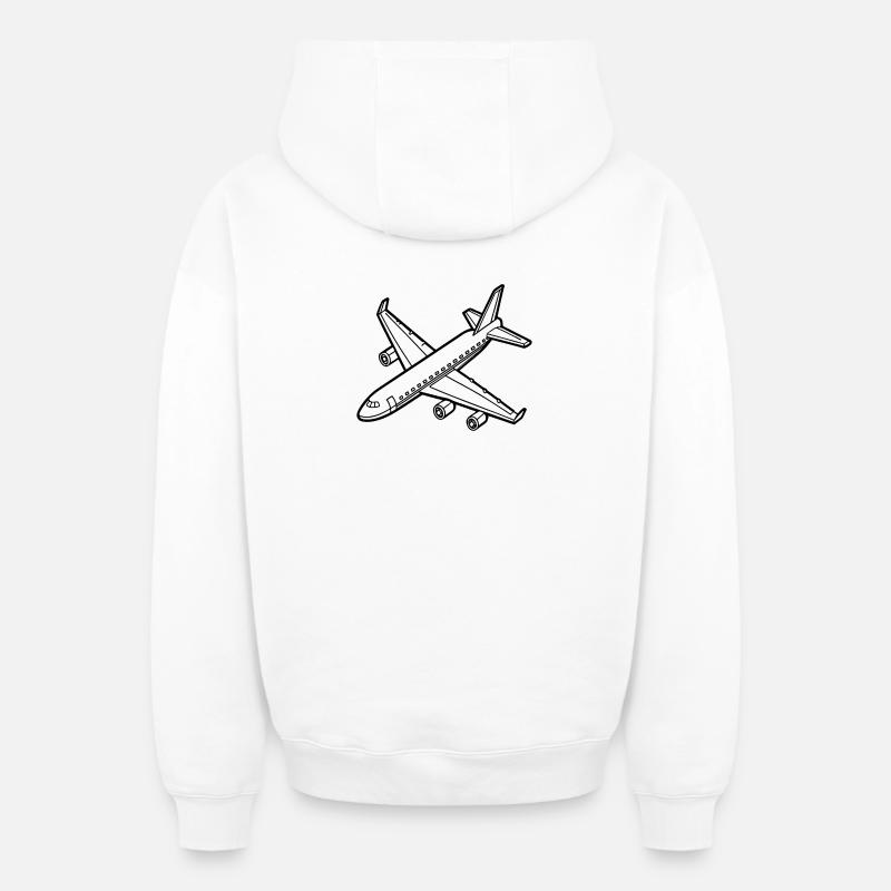 Avion - Sweat à capuche unisexe zippé oversize épais SPREAD - blanc