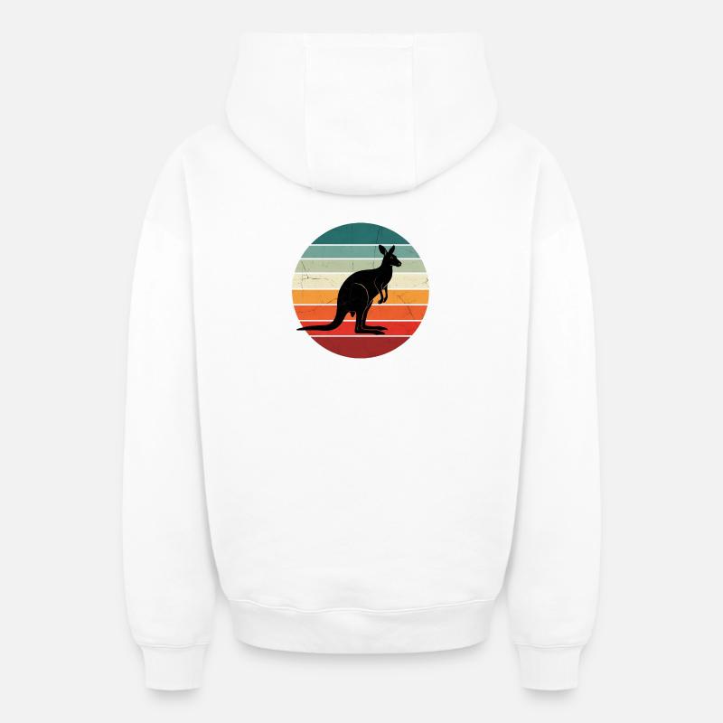 Kangaroo Retro Sunset - Sweat à capuche unisexe zippé oversize épais SPREAD - blanc