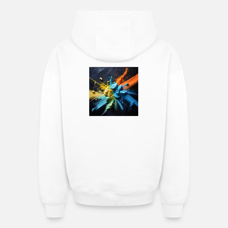 Regenbogenstaub-Explosion - Oversized Heavyweight Unisex Zip Hoodie - Weiß