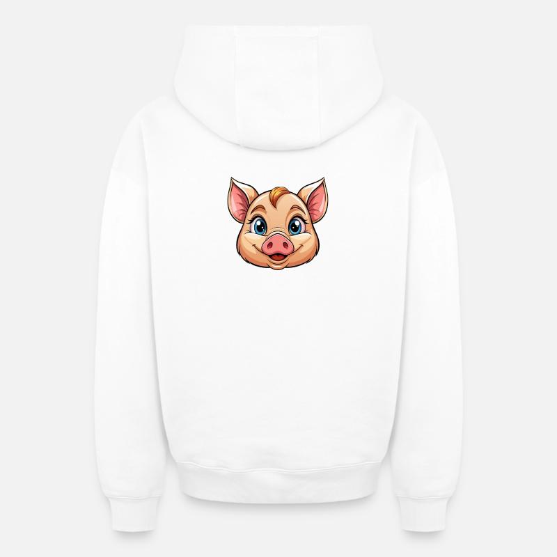 Face de cochon - Sweat à capuche unisexe zippé oversize épais SPREAD - blanc