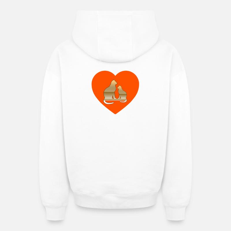 Chat - Sweat à capuche unisexe zippé oversize épais SPREAD - blanc