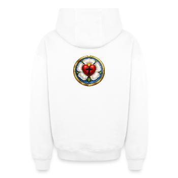 Martin Luther Rose - Sweat à capuche unisexe zippé oversize épais SPREAD - blanc - Dos - AI Model Male 178 light (178cm)