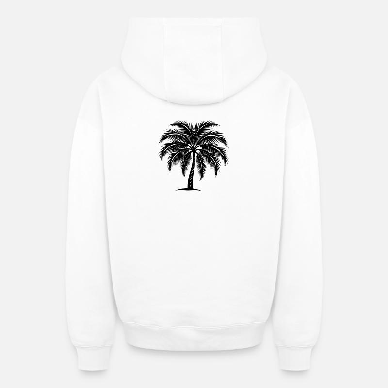 Palmier - Sweat à capuche unisexe zippé oversize épais SPREAD - blanc