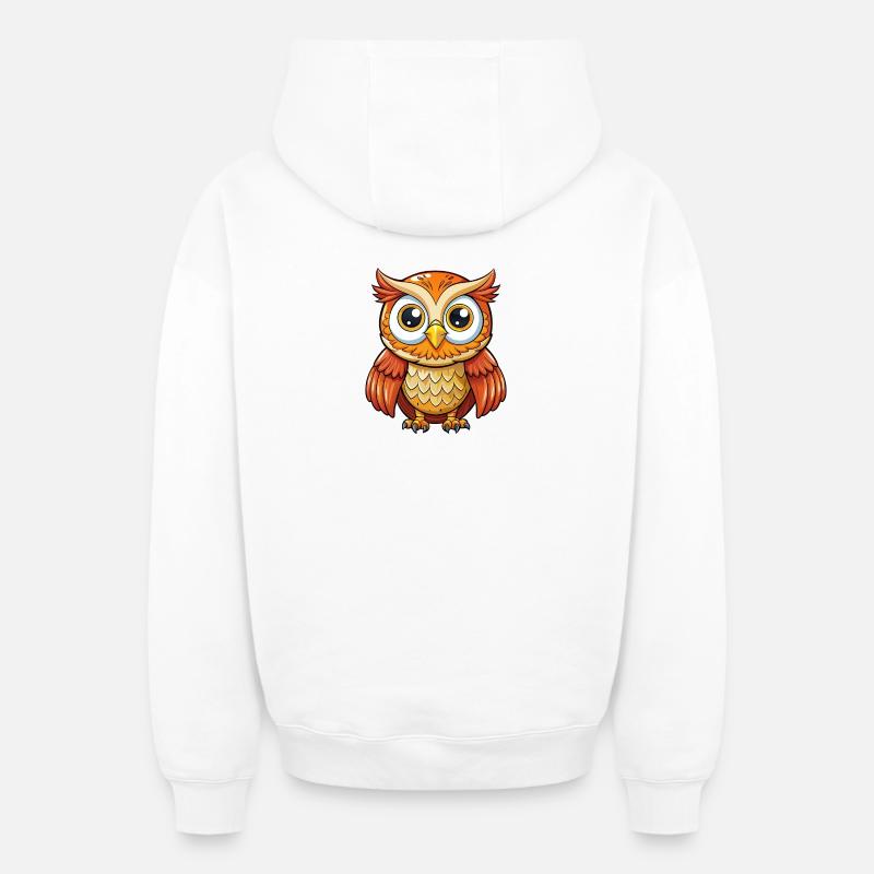 hibou - Sweat à capuche unisexe zippé oversize épais SPREAD - blanc