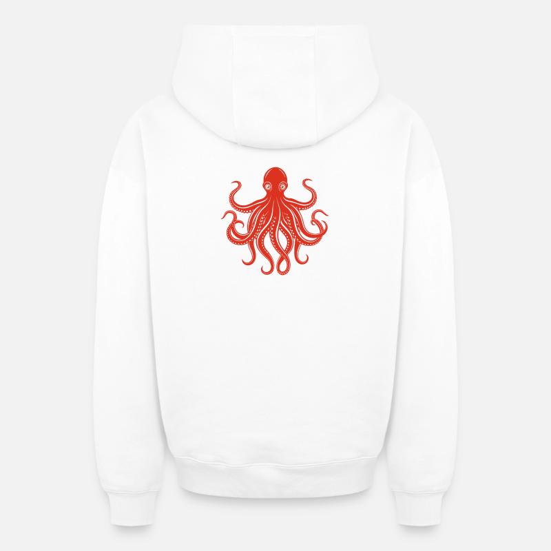 Krake - Oversized Heavyweight Unisex Zip Hoodie - Weiß
