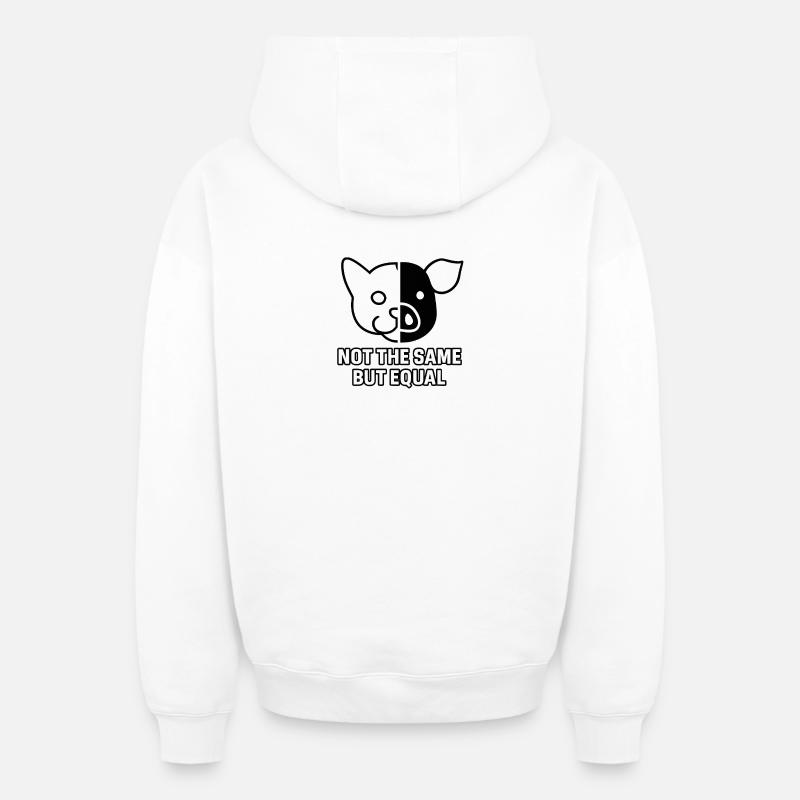Katze_Schwein_Black - Sweat à capuche unisexe zippé oversize épais SPREAD - blanc