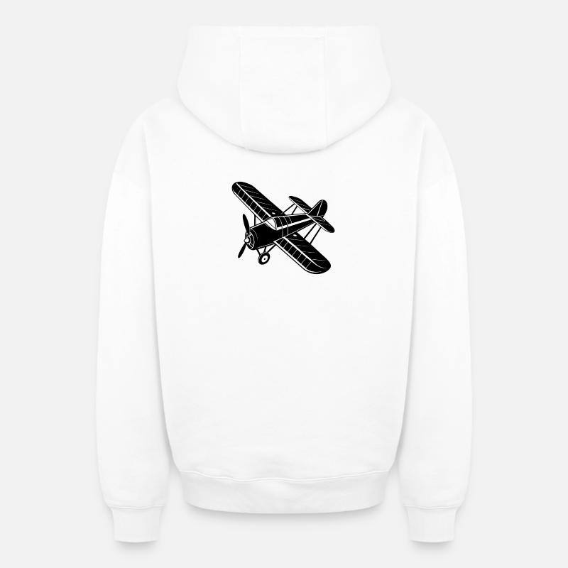 Avion - Sweat à capuche unisexe zippé oversize épais SPREAD - blanc