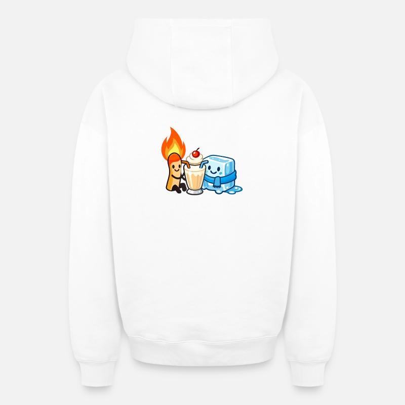 Les opposés sirotent ensemble - Sweat à capuche unisexe zippé oversize épais SPREAD - blanc