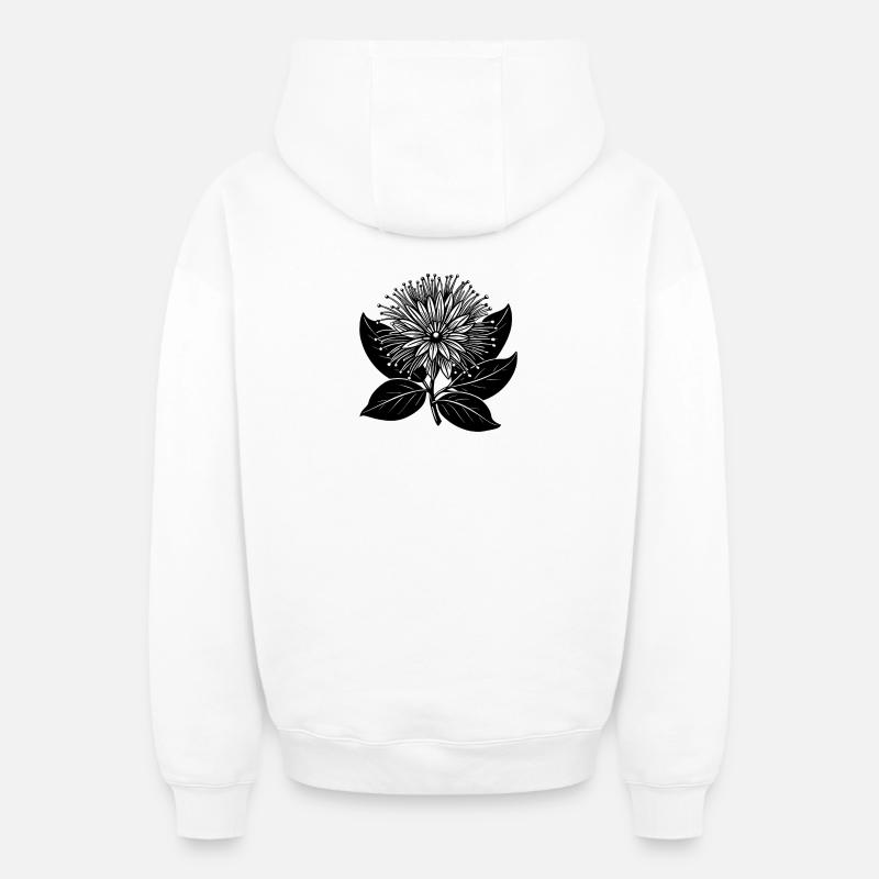 Fleur de Lehua - Sweat à capuche unisexe zippé oversize épais SPREAD - blanc