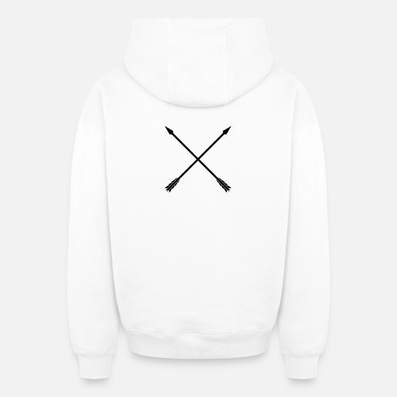 Flèches croisées - Sweat à capuche unisexe zippé oversize épais SPREAD - blanc