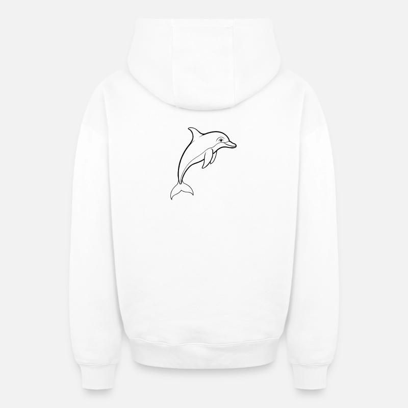 Delfin - Oversized Heavyweight Unisex Zip Hoodie - Weiß