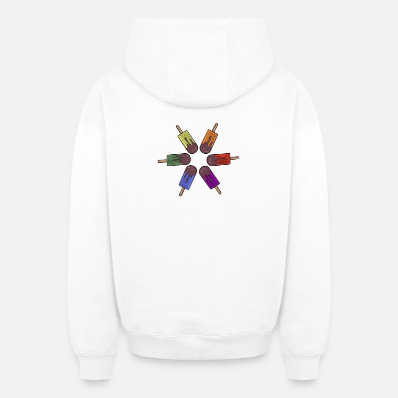 Cercle pop Arc-en-ciel Frozen - Sweat à capuche unisexe zippé oversize épais SPREAD - blanc