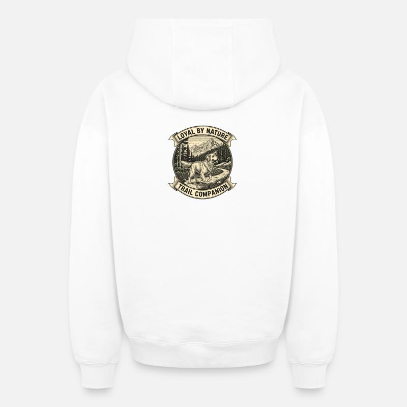Chien Retriever - Sweat à capuche unisexe zippé oversize épais SPREAD - blanc