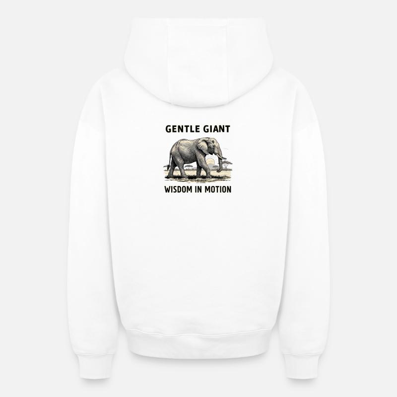 éléphant - Sweat à capuche unisexe zippé oversize épais SPREAD - blanc