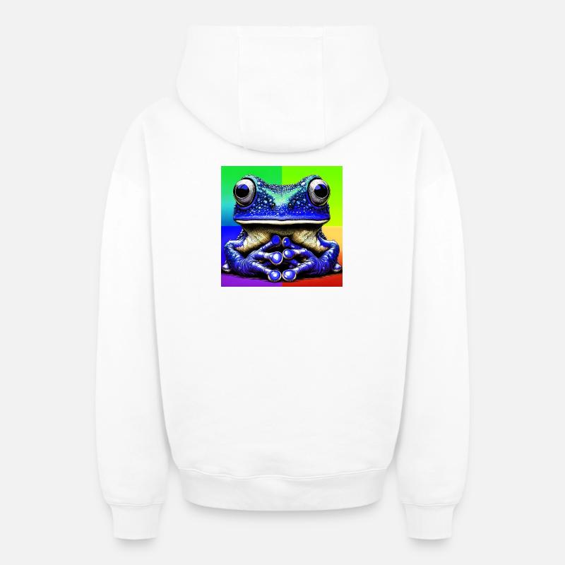 grenouille - Sweat à capuche unisexe zippé oversize épais SPREAD - blanc