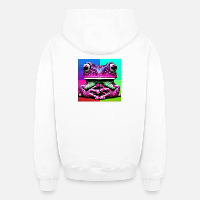 grenouille - Sweat à capuche unisexe zippé oversize épais SPREAD - blanc