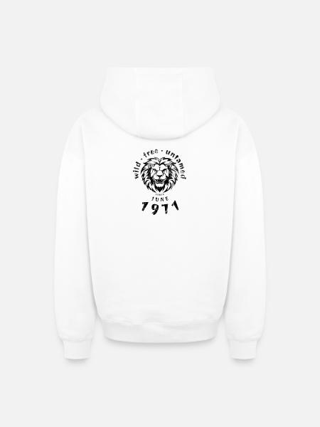 Wild, free & untamed since 06/1971 - Oversized Heavyweight Unisex Zip Hoodie - white