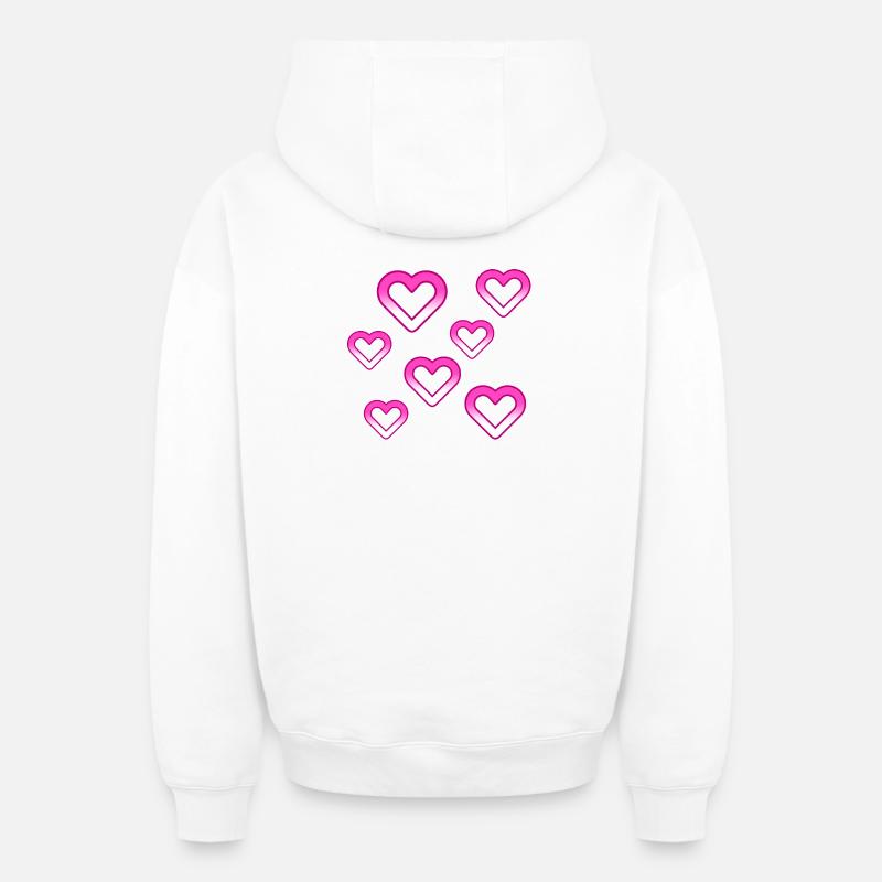 Cœur - Sweat à capuche unisexe zippé oversize épais SPREAD - blanc