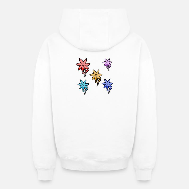 Fleur - Sweat à capuche unisexe zippé oversize épais SPREAD - blanc