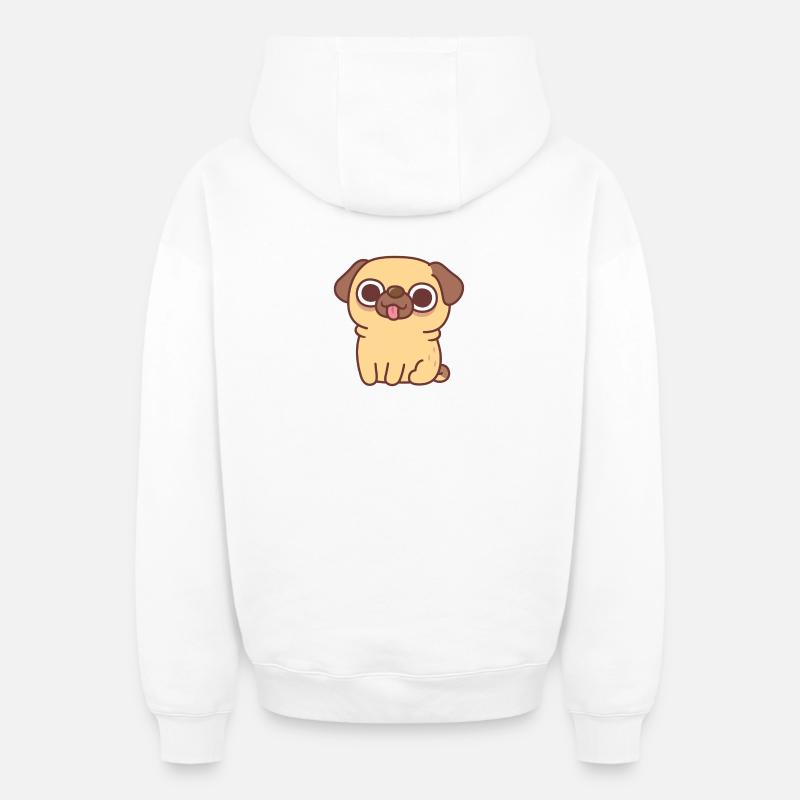 Carlin Faon assis mignon - Sweat à capuche unisexe zippé oversize épais SPREAD - blanc