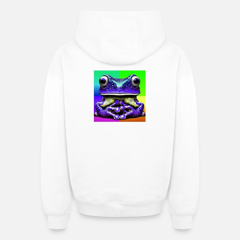 grenouille - Sweat à capuche unisexe zippé oversize épais SPREAD - blanc