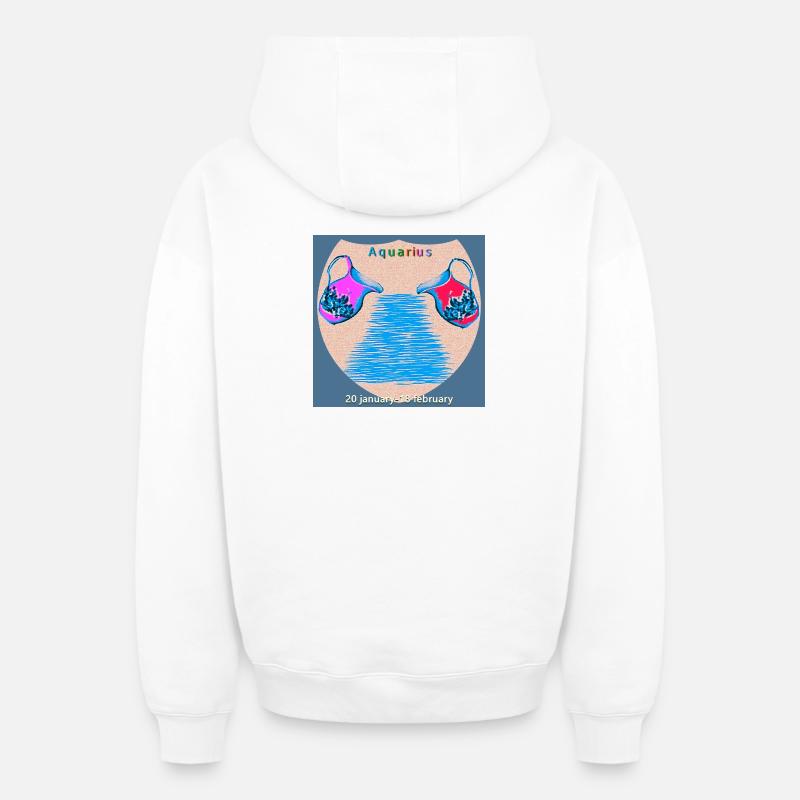 Verseau - Sweat à capuche unisexe zippé oversize épais SPREAD - blanc