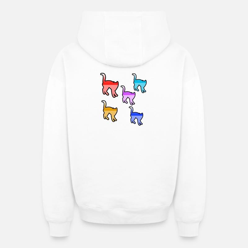 félin - Sweat à capuche unisexe zippé oversize épais SPREAD - blanc