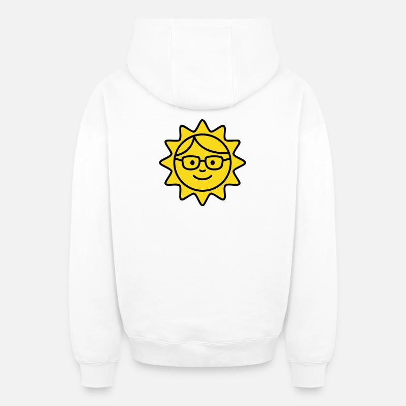 Lachende Sonne Brille Comic - Oversized Heavyweight Unisex Zip Hoodie - Weiß