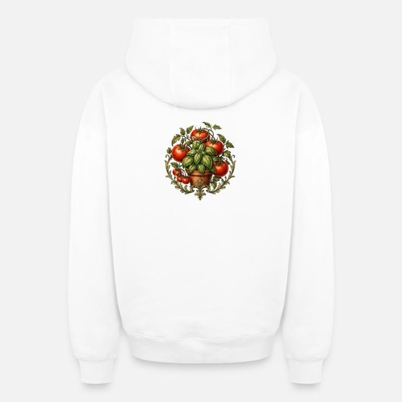 Tomates et basilic - Sweat à capuche unisexe zippé oversize épais SPREAD - blanc