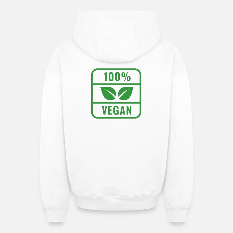 100 % vegan - Sweat à capuche unisexe zippé oversize épais SPREAD - blanc