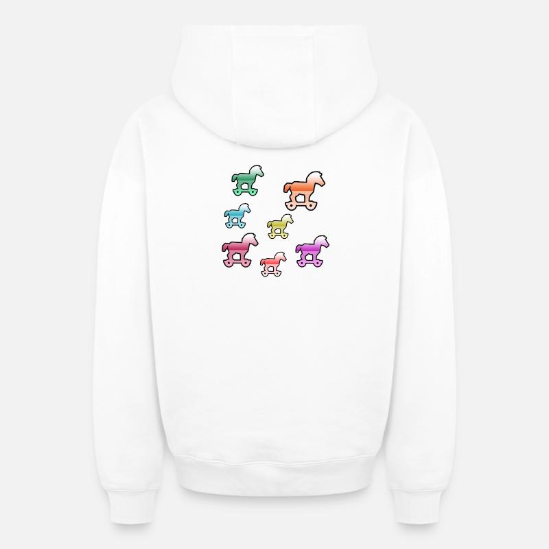 Chevaux - Sweat à capuche unisexe zippé oversize épais SPREAD - blanc