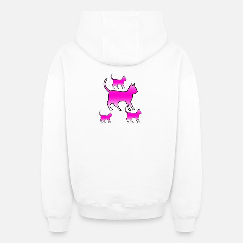 félin - Sweat à capuche unisexe zippé oversize épais SPREAD - blanc