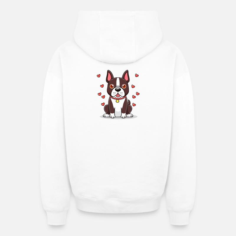 Boston Terrier (bande dessinée) - Sweat à capuche unisexe zippé oversize épais SPREAD - blanc