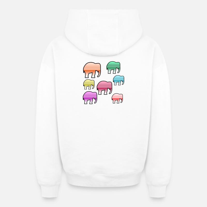 Éléphants - Sweat à capuche unisexe zippé oversize épais SPREAD - blanc