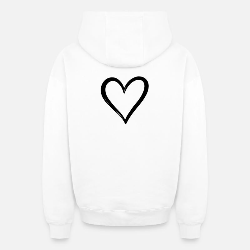 Cœur - Sweat à capuche unisexe zippé oversize épais SPREAD - blanc