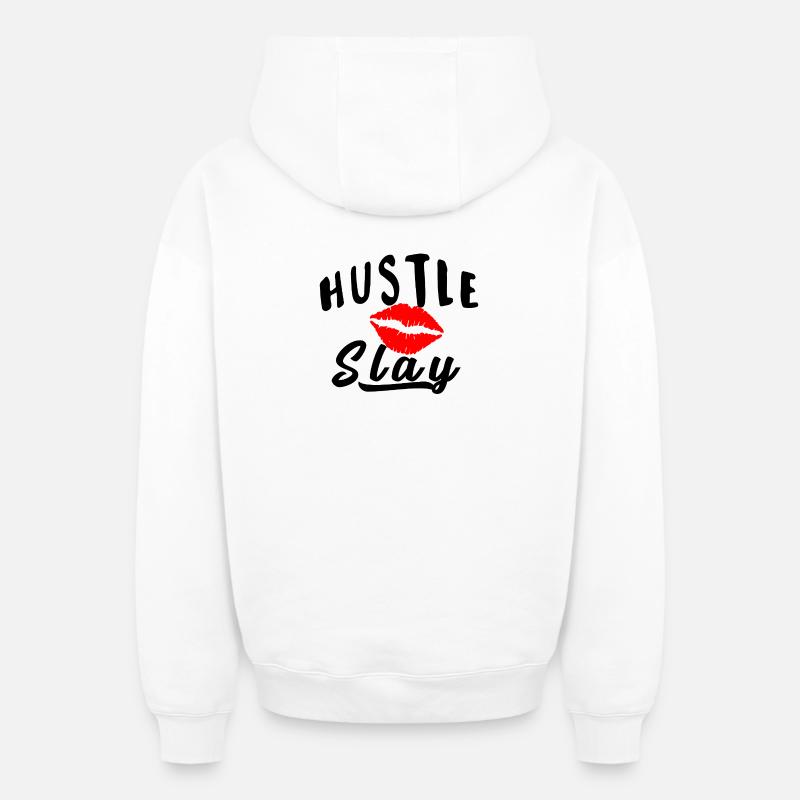 Baiser rouge sur fond noir - Sweat à capuche unisexe zippé oversize épais SPREAD - blanc